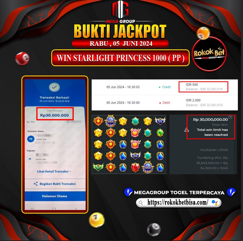 Bukti Pembayaran Hadiah GAMES Terbesar rokokbet Tanggal 05 Juni 2024