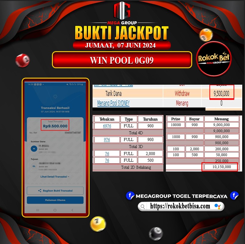 Bukti Pembayaran Hadiah Togel Terbesar rokokbet Tanggal 07 Juni 2024