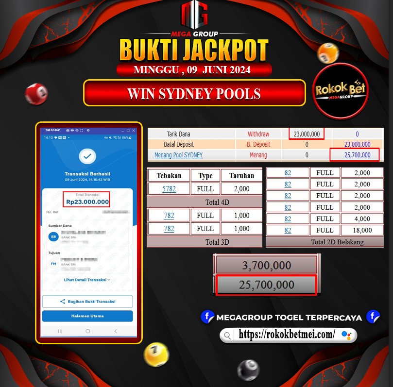 Bukti Pembayaran Hadiah Togel Terbesar rokokbet Tanggal 09 Juni 2024