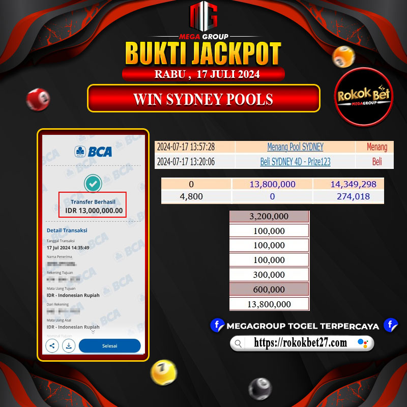 Bukti Pembayaran Hadiah Togel Terbesar rokokbet Tanggal 17 Juli 2024