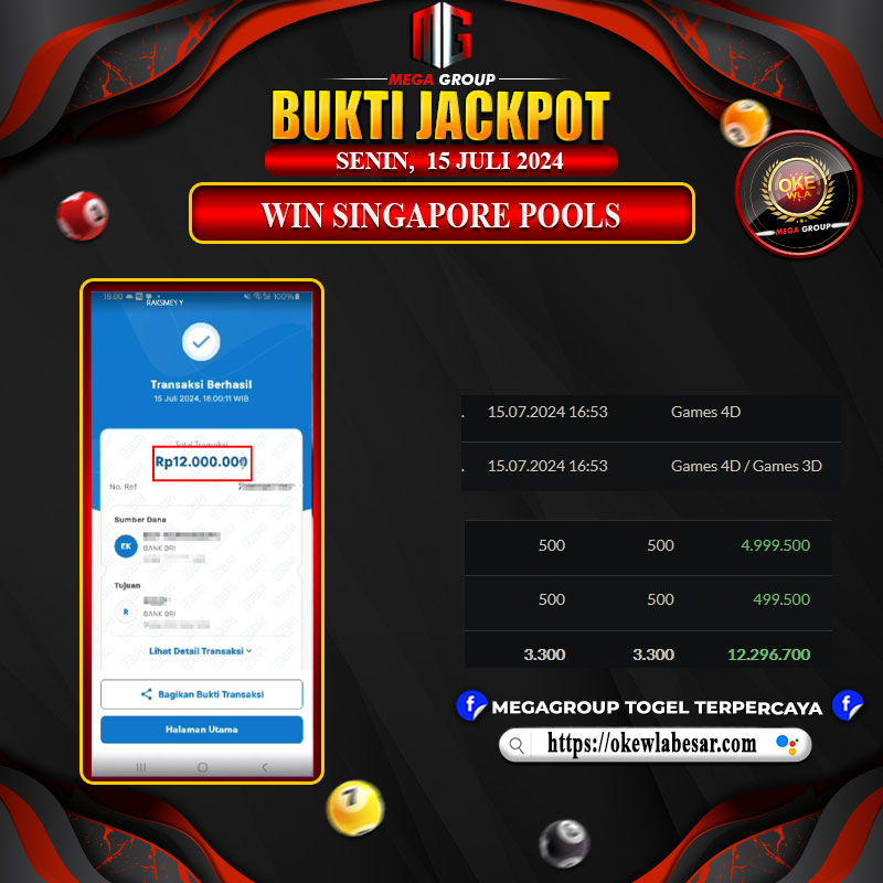 Bukti Pembayaran Hadia Togel Terbesar rokokbet Tanggal 15 Juli 2024