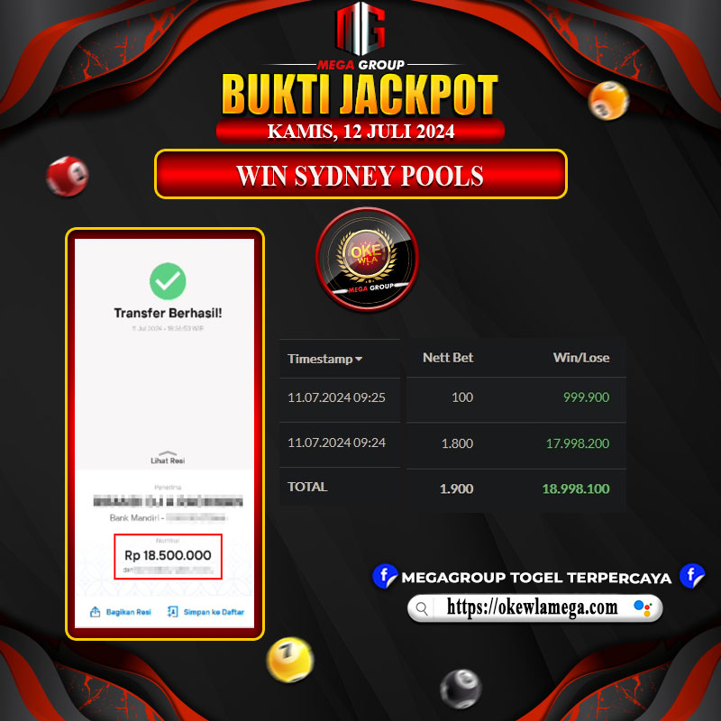 Bukti Pembayaran Hadiah Togel Terbesar okewla Tanggal 11 juli 2024