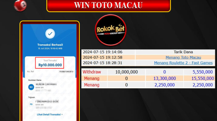 Bukti Pembayaran Hadia Togel Terbesar rokokbet Tanggal 15 Juli 2024