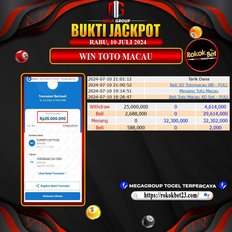 Bukti Pembayaran Hadiah Togel Terbesar rokokbet Tanggal 10 Juli 2024