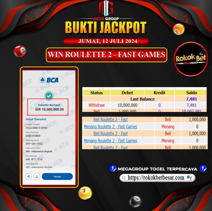 Bukti Pembayaran Hadia Togel Terbesar rokokbet Tanggal 12 Juli 2024