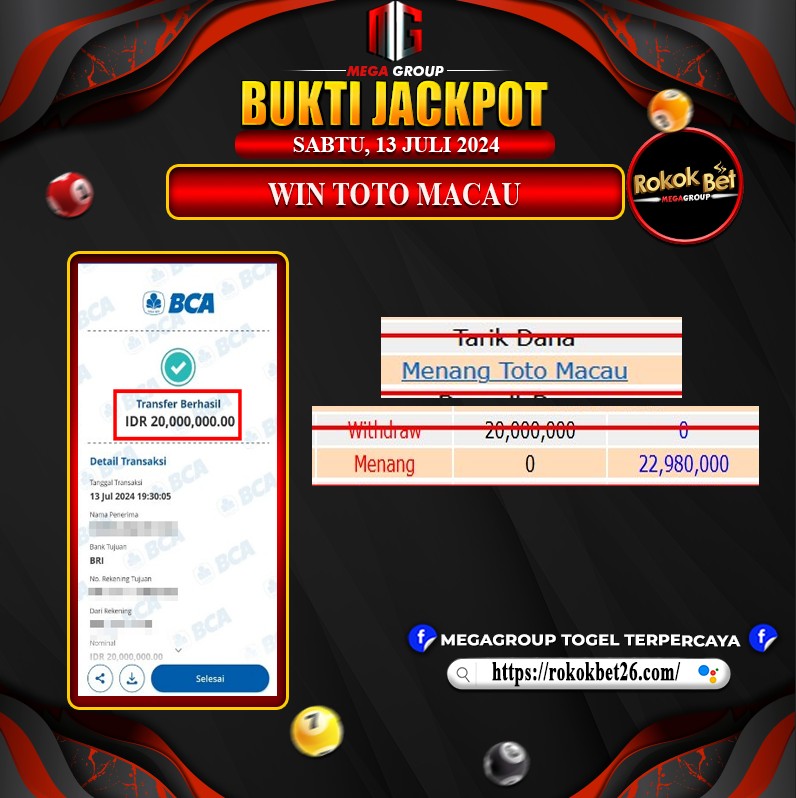 Bukti Pembayaran Hadia Togel Terbesar rokokbet Tanggal 13 Juli 2024