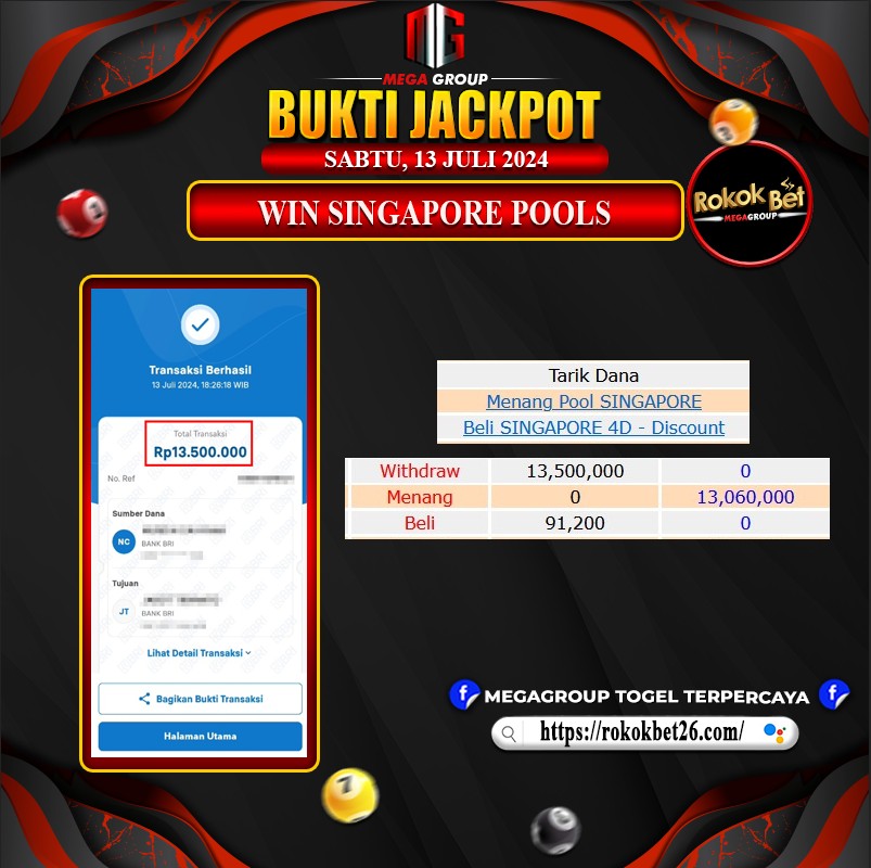 Bukti Pembayaran Hadia Togel Terbesar rokokbet Tanggal 13 Juli 2024