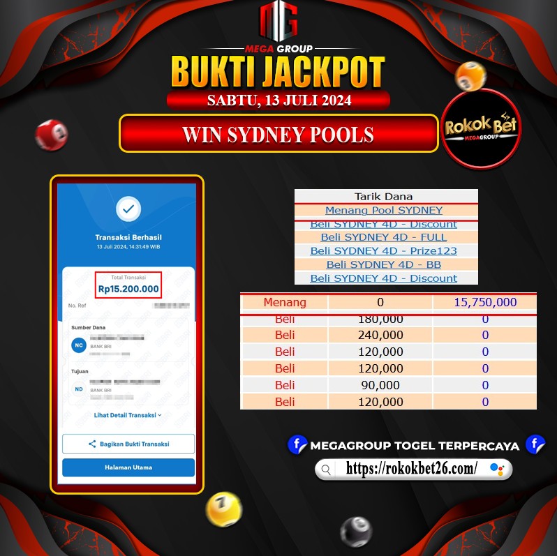 Bukti Pembayaran Hadia Togel Terbesar rokokbet Tanggal 13 Juli 2024