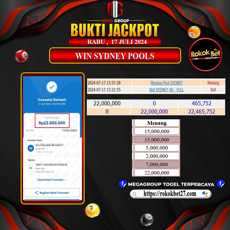 Bukti Pembayaran Hadiah Togel Terbesar rokokbet Tanggal 17 Juli 2024