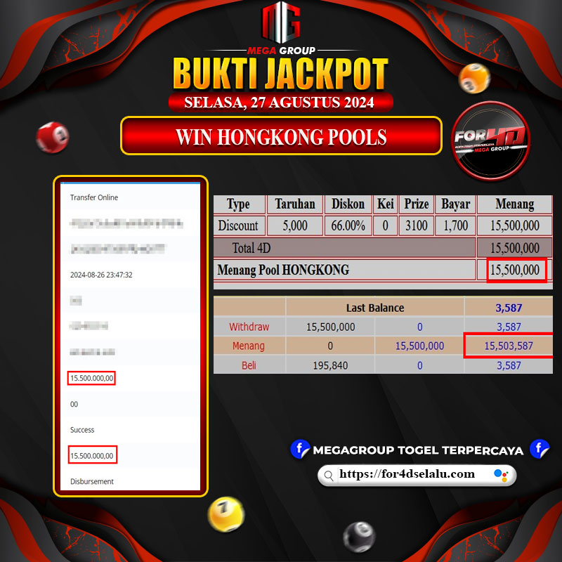 Bukti Pembayaran Hadiah TOGEL Terbesar FOR4D Tanggal 27 Agustus 2024