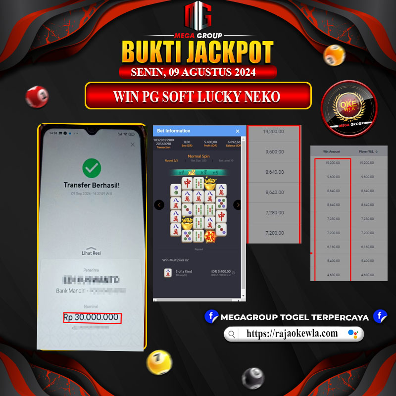 Bukti Pembayaran Hadiah Games Terbesar OKEWLA Tanggal 09 SEPTEMBER 2024