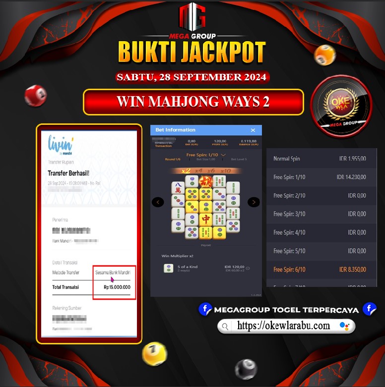 Bukti Pembayaran Hadiah Games Terbesar OKEWLA Tanggal 28 September 2024