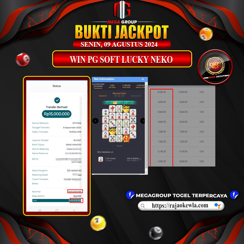 Bukti Pembayaran Hadiah Games Terbesar OKEWLA Tanggal 09 SEPTEMBER 2024