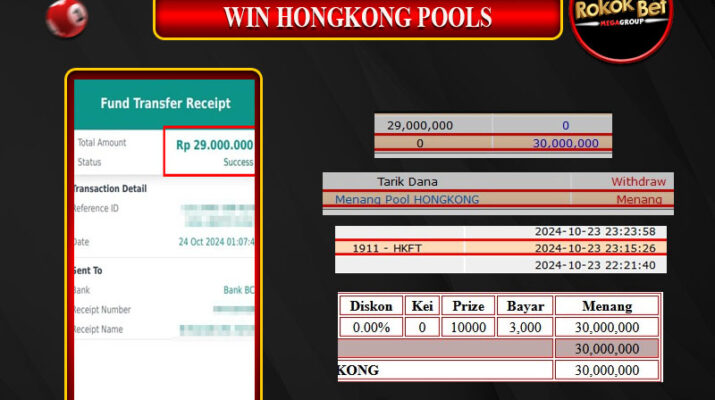 Bukti Pembayaran Hadiah Togel Terbesar ROKOKBET Tanggal 25 Oktober 2024