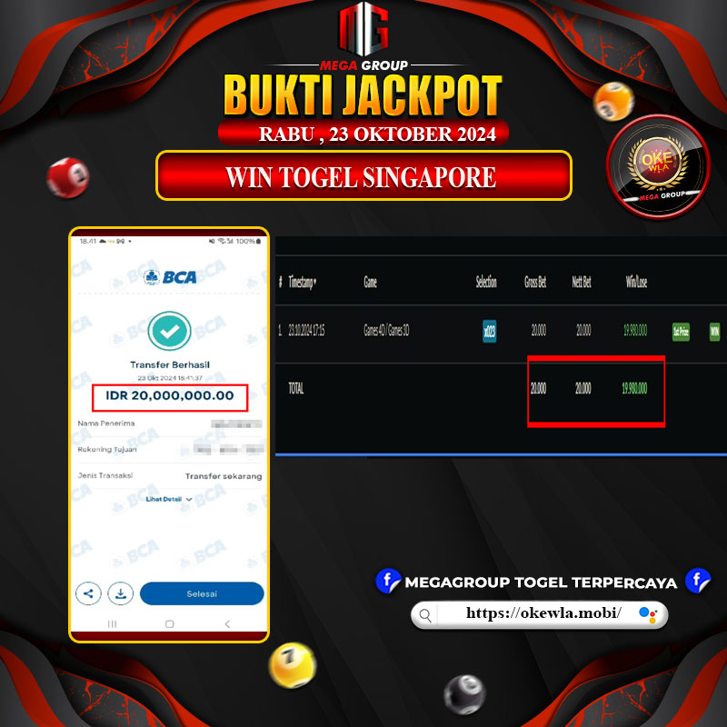 Bukti Pembayaran Hadiah Togel Terbesar okewla Tanggal 23  Oktober 2024