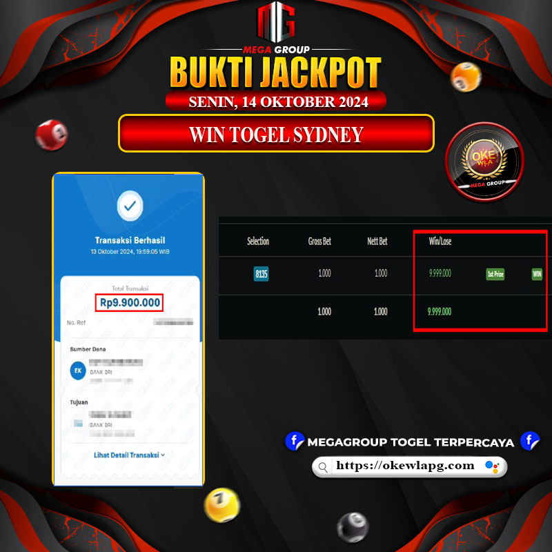 Bukti Pembayaran Hadiah Togel Terbesar okewla Tanggal 14 Oktober 2024