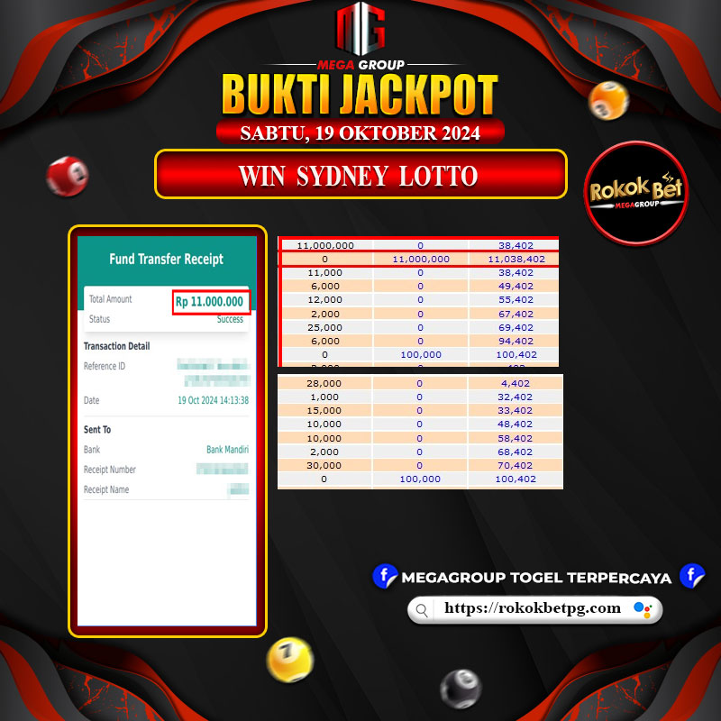 Bukti Pembayaran Hadiah Togel Terbesar ROKOKBET Tanggal 19 Oktober 2024