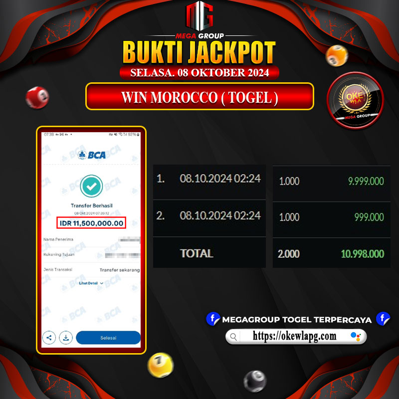 Bukti Pembayaran Hadiah Togel Terbesar okewla Tanggal 08 Oktober 2024