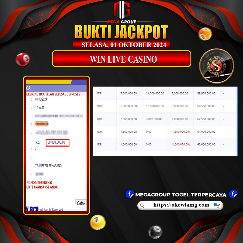 Bukti Pembayaran Hadiah Games Terbesar okewla Tanggal 01 Oktober 2024