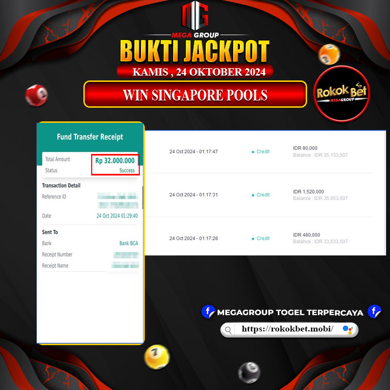 Bukti Pembayaran Hadiah Games Terbesar ROKOKBET Tanggal 24 Oktober 2024