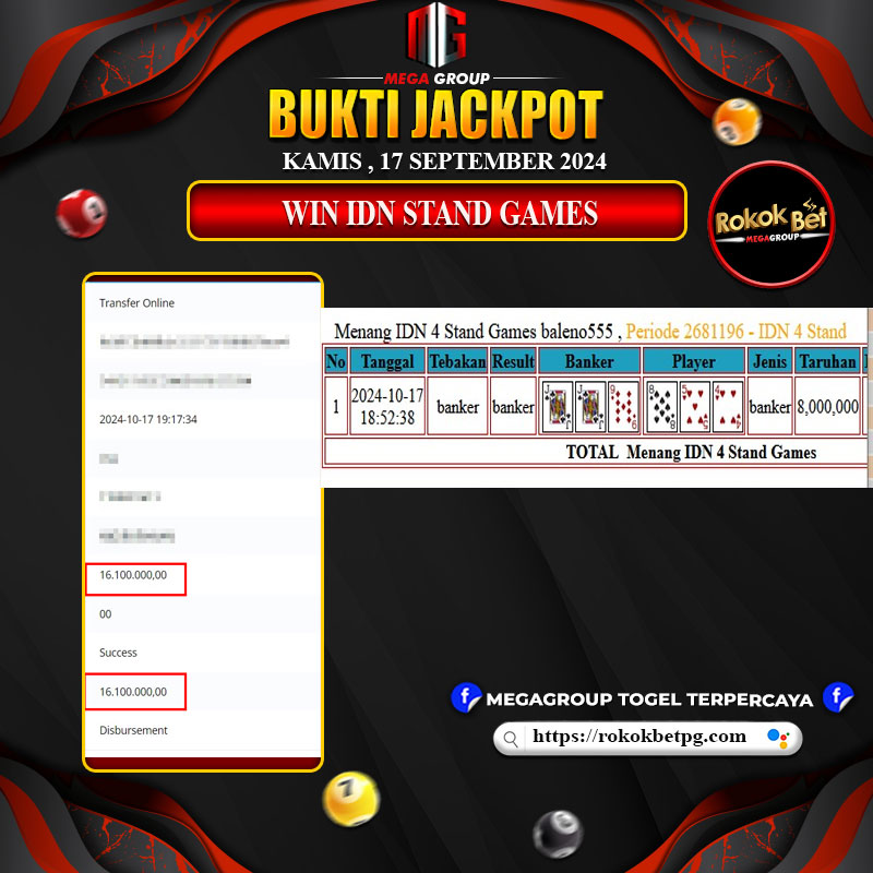 Bukti Pembayaran Hadiah Togel Terbesar ROKOKBET Tanggal 18 Oktober 2024