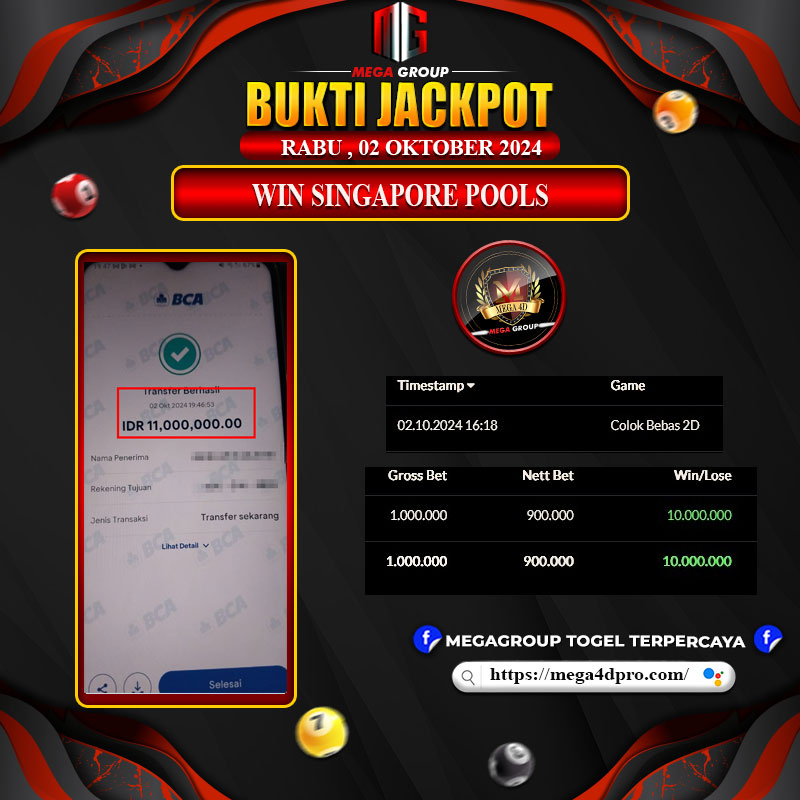 Bukti Pembayaran Hadiah Togel Terbesar MEGA4D Tanggal 02 Oktober 2024