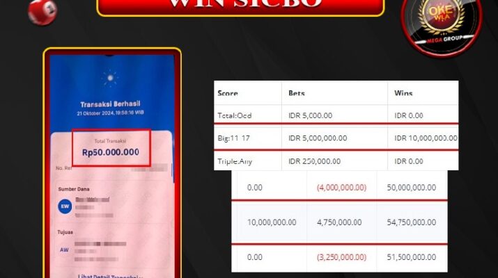 Bukti Pembayaran Hadiah Games Terbesar OKEWLA Tanggal 21 Oktober 2024