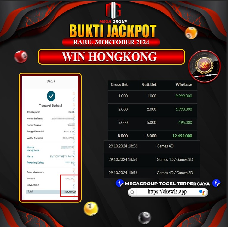 Bukti Pembayaran Hadiah Togel Terbesar okewla Tanggal 30 Oktober 2024