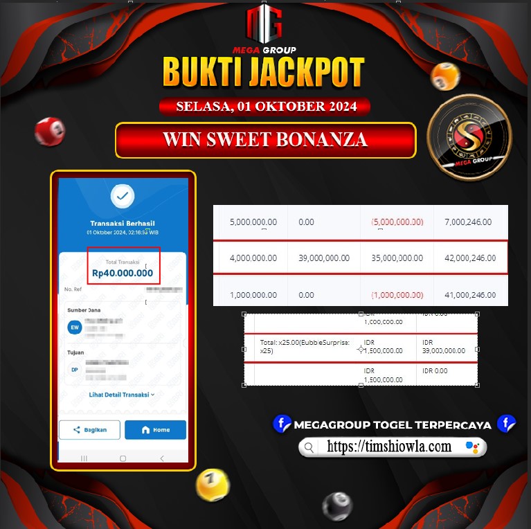 Bukti Pembayaran Hadiah Games Terbesar OKEWLA Tanggal 01 Oktober 2024