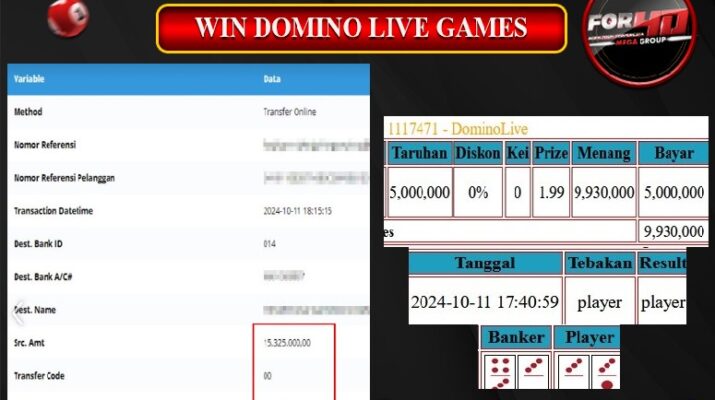 Bukti Pembayaran Hadiah Games Terbesar FOR4D Tanggal 11 OKTOBER 2024