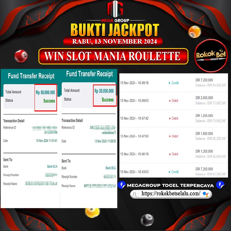 Bukti Pembayaran Hadiah Togel Terbesar ROKOKBET Tanggal 13 November 2024